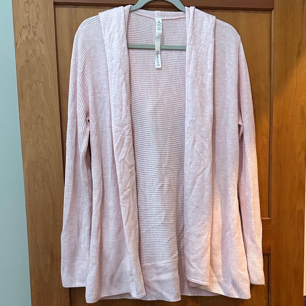 lululemon athletica Light Pink Open-Front Ribbed Cardigan Sz 8